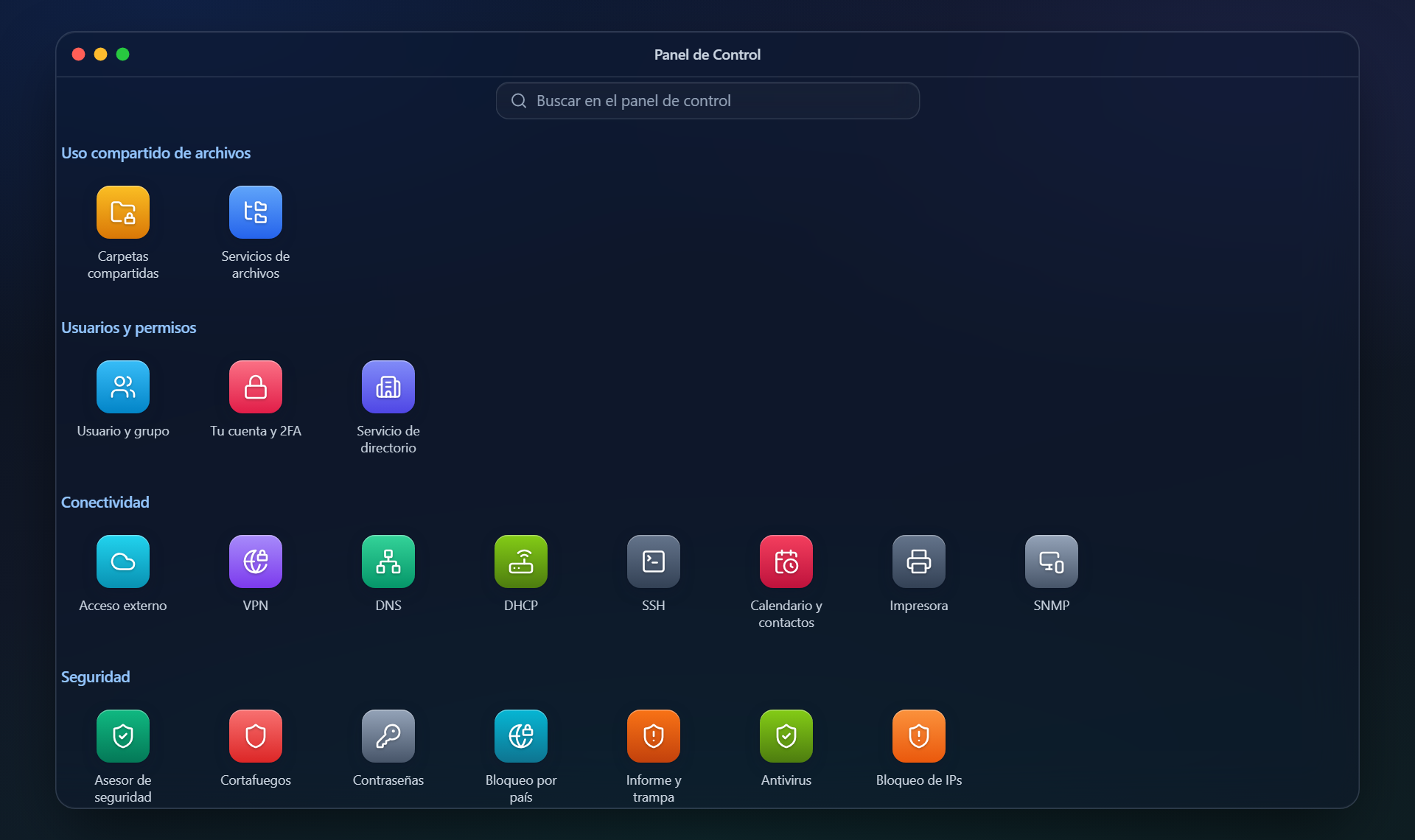 Control panel · LGM-OS