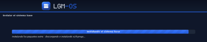 Der Installer von LGM-OS beim Installieren des Grundsystems