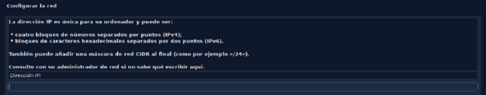 Der Installer fragt nach der IP-Adresse, wenn das Netz keine Adressen vergibt