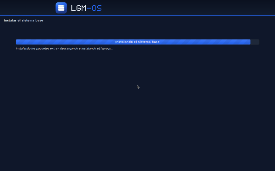 The LGM-OS installer installing the base system