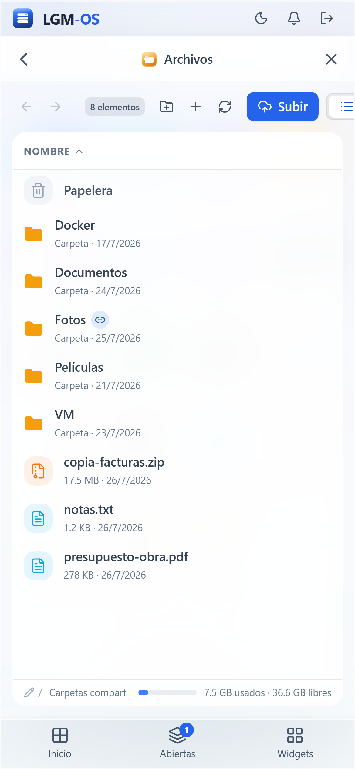 Una app a pantalla completa en el móvil